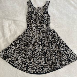 Black dress with tan printing
